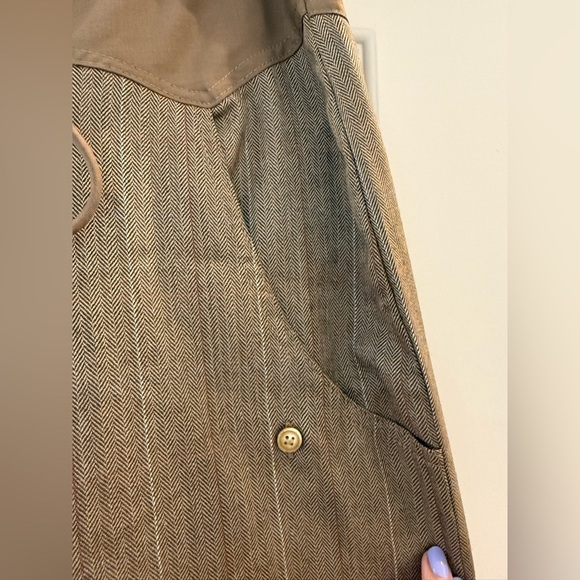 NWT ROARI Ronnie Trouser Pants in Camel Herringbone Brown Wool Cargo Size 2 - Picture 10 of 13